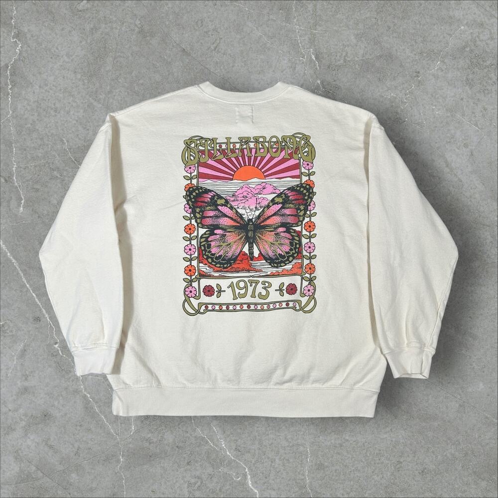 Y2K Billabong Butterfly Surfing Size XL Surfwear Pullover Crewneck Sweatshirt